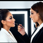 The Modern Makeup Artist**

"A stylish makeup artist in a modern studio, applying makeup to a client, fully clothed, appropriate attire, safe for work, perfect anatomy, natural proportions, professional lighting, high-quality cosmetics, family-friendly"

**