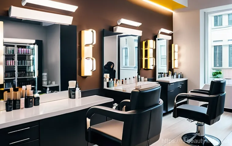 미용사 재교육 필요성 및 최신 트렌드 - **Prompt:** A vibrant, well-lit modern beauty salon interior. A confident and stylish female beautic...