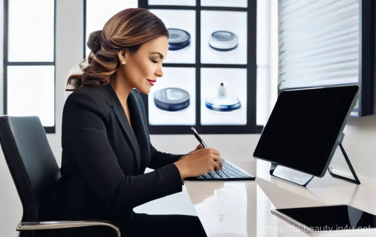 미용사 현직자가 알려주는 필드 경험 - **Prompt:** A radiant female client in her thirties, dressed in stylish yet modest clothing, looking...