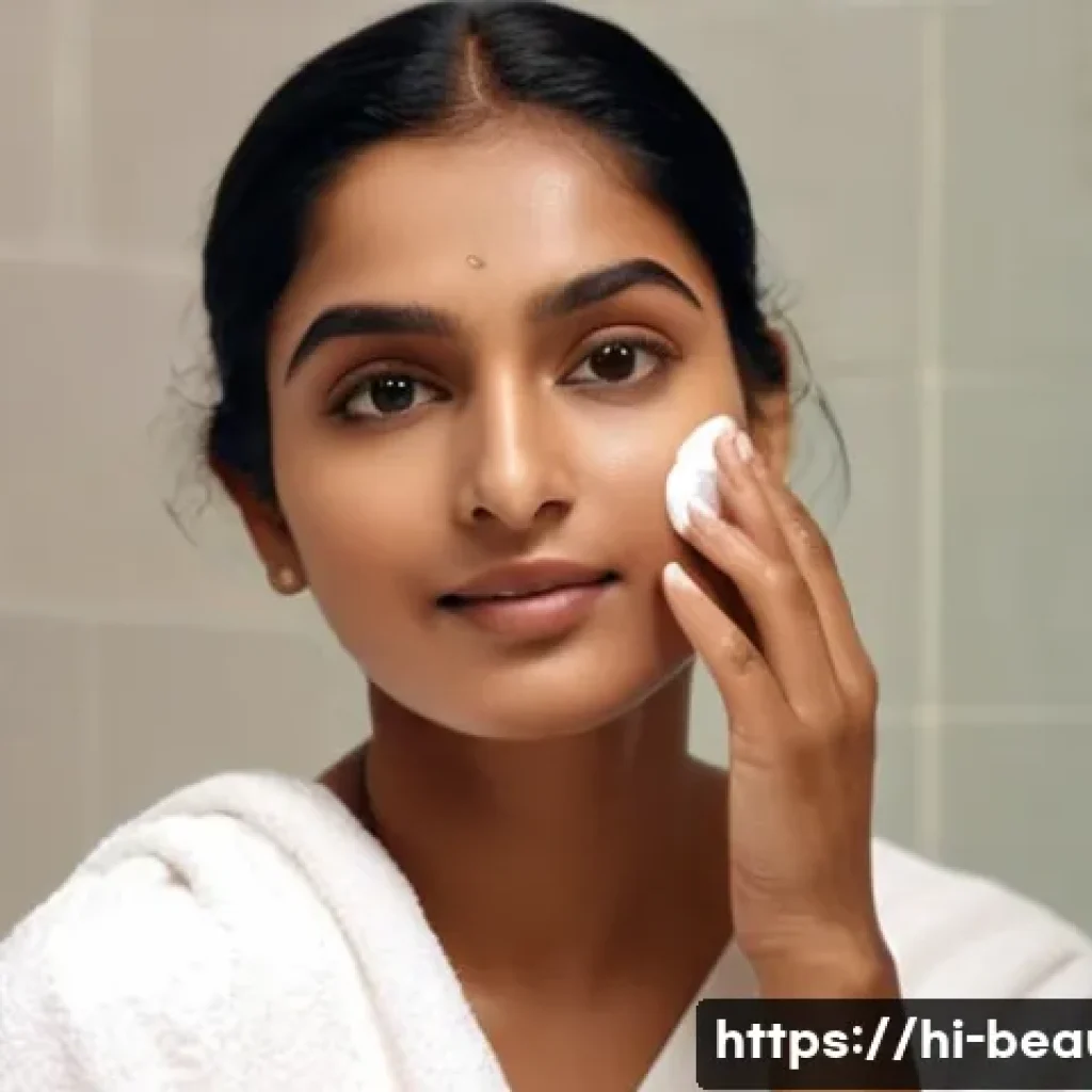 메이크업 이론 필수 요약 - A detailed portrait of a young Indian woman with oily skin applying matte finish foundation and oil-...