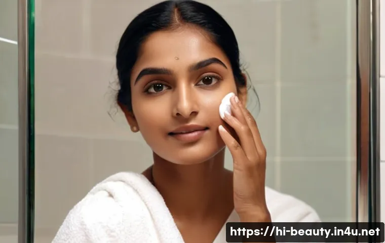 메이크업 이론 필수 요약 - A detailed portrait of a young Indian woman with oily skin applying matte finish foundation and oil-...