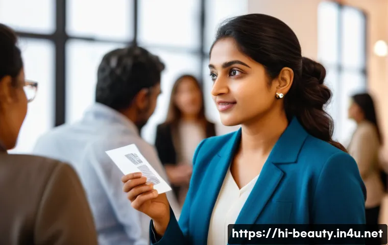 미용사 네트워킹 팁 - A professional Indian woman in a modern beauty industry setting, wearing stylish business attire and...