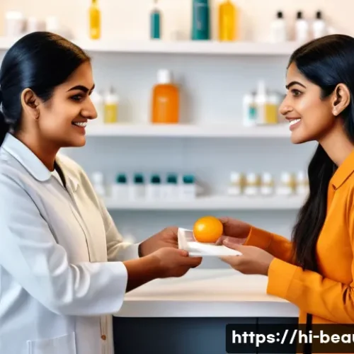 피부 미용사가 알아야 할 화장품 성분 - A detailed, professional skincare consultation scene featuring an Indian beautician in a modern clin...