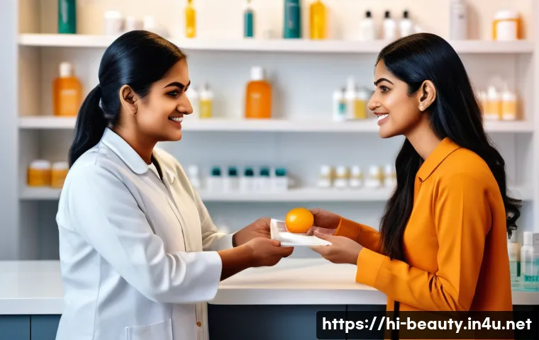 피부 미용사가 알아야 할 화장품 성분 - A detailed, professional skincare consultation scene featuring an Indian beautician in a modern clin...
